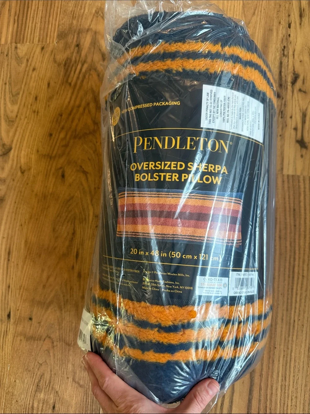 NWT Pendleton Oversized Sherpa Bolster Pillow Grand Canyon Blue